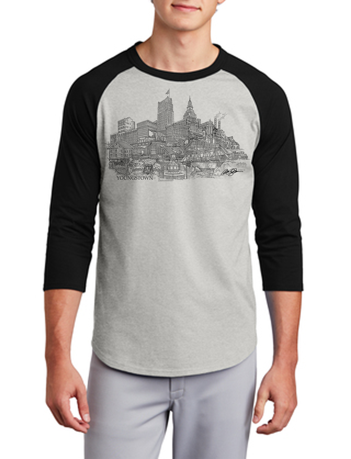 Youngstown Baseball T-Shirt Grey/Black