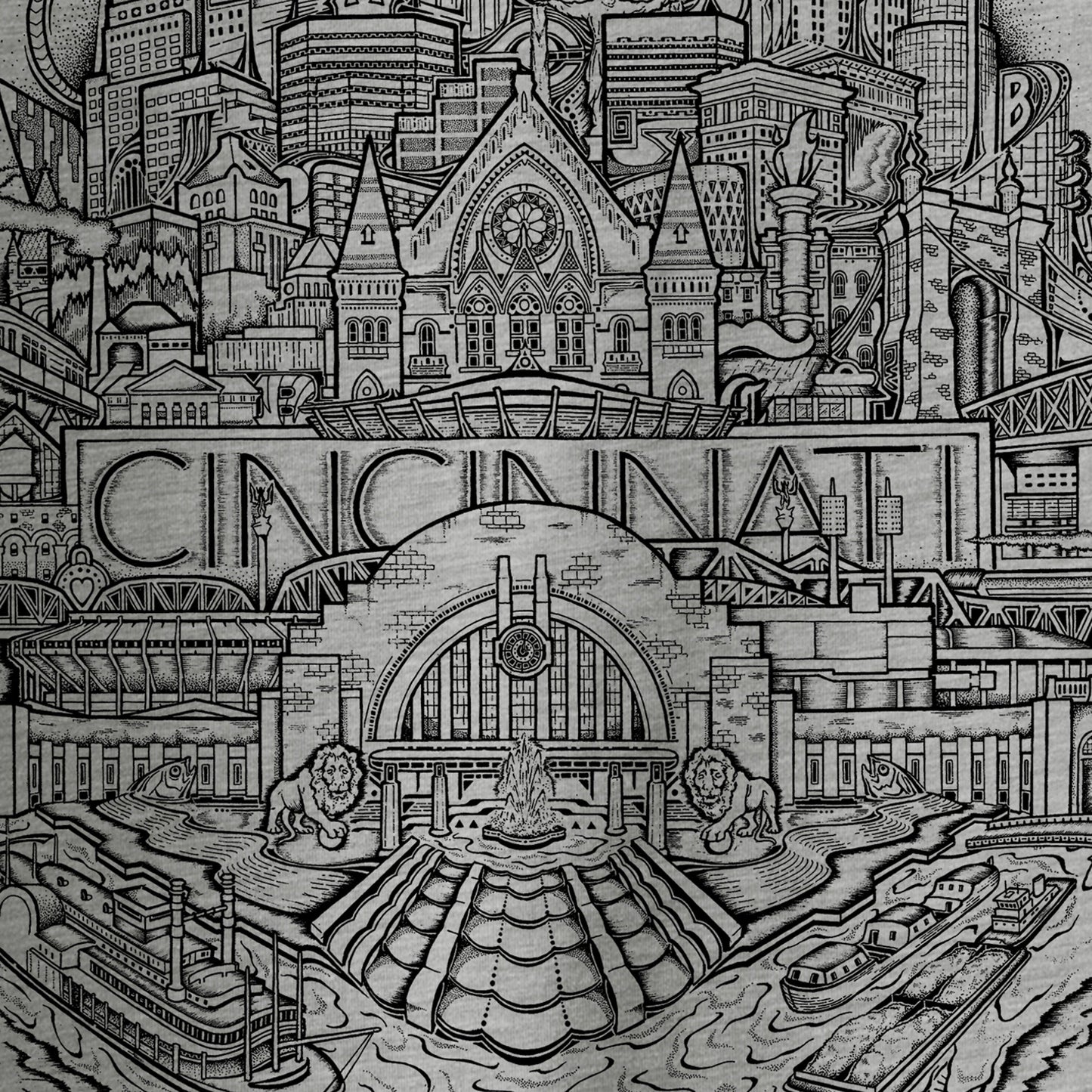 Cincinnati Black and Grey Raglan Shirt