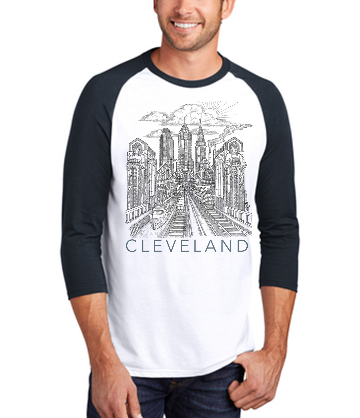 Cleveland Guardian Drawing Raglan Shirt (Multiple Colors)
