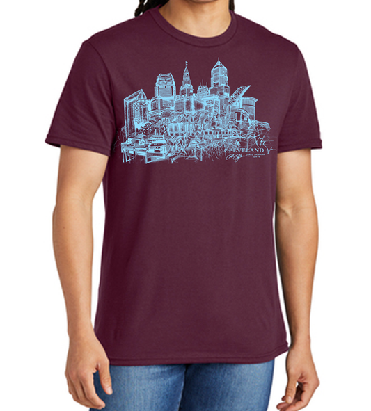 Cleveland Skyline Shirt Maroon