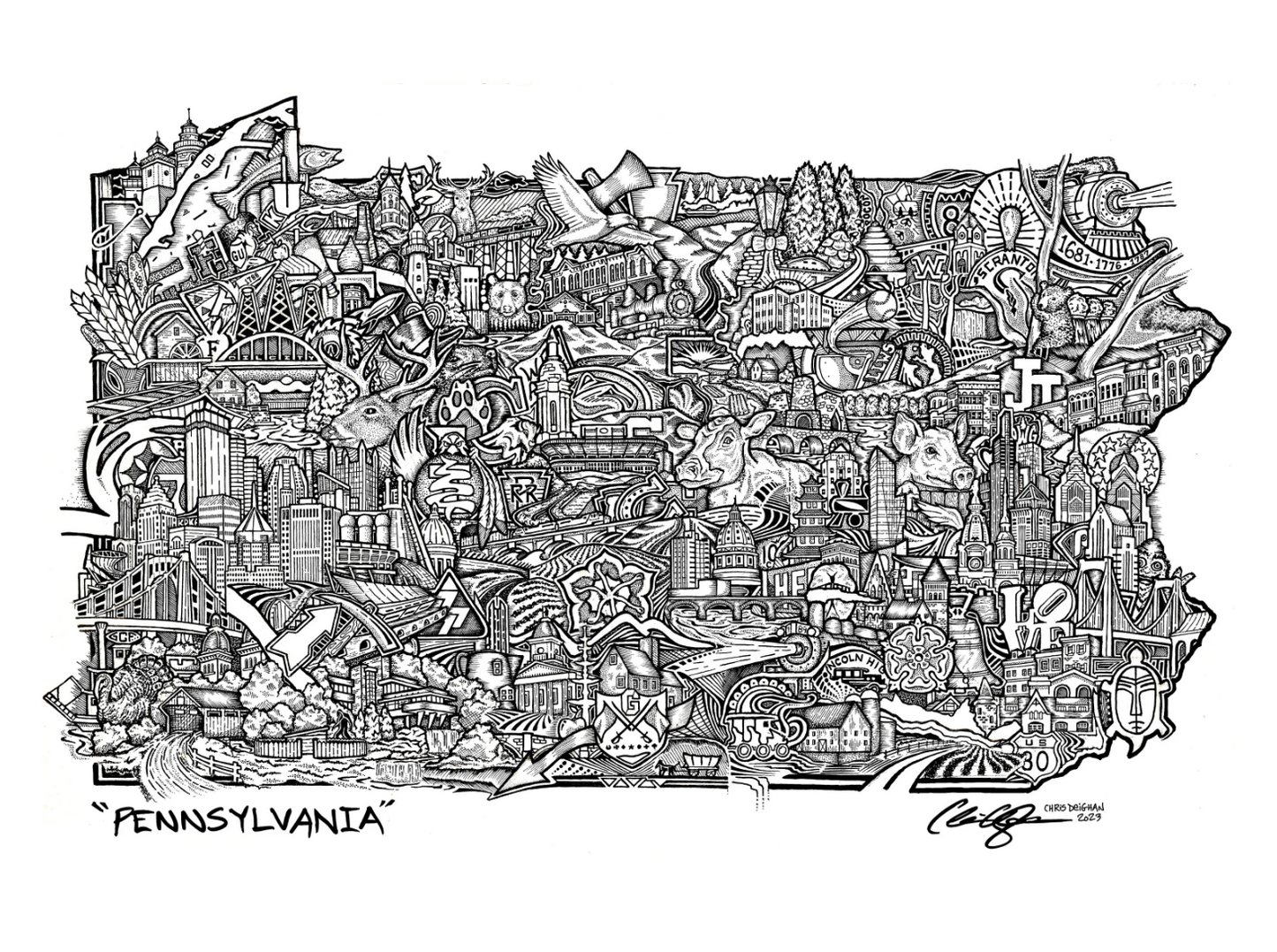 Pennsylvania Map Drawing