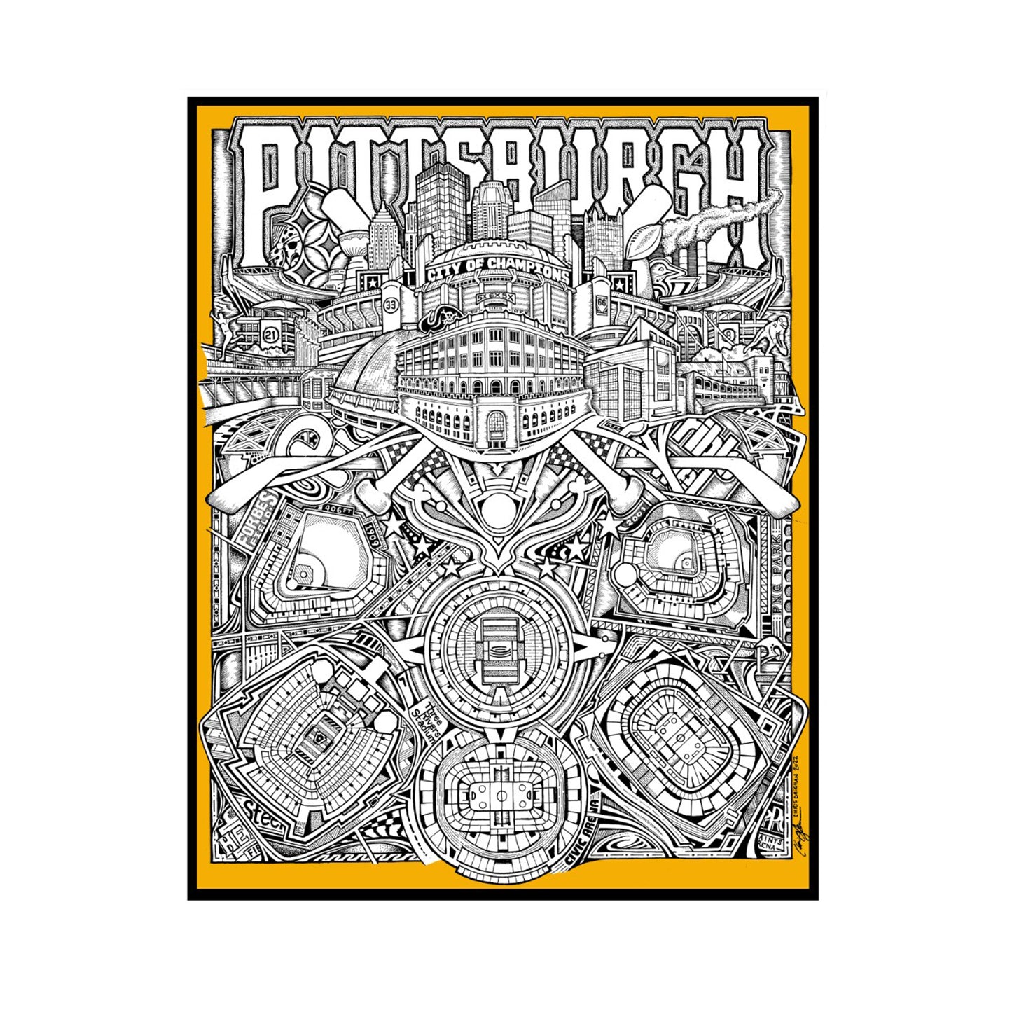 Pittsburgh City of Champions Waterproof Sticker