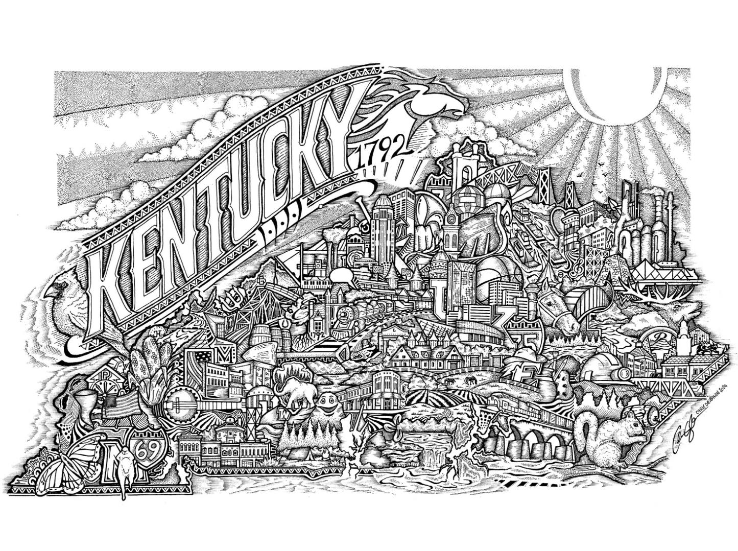 Kentucky Map T-Shirt (Multiple Options Available)