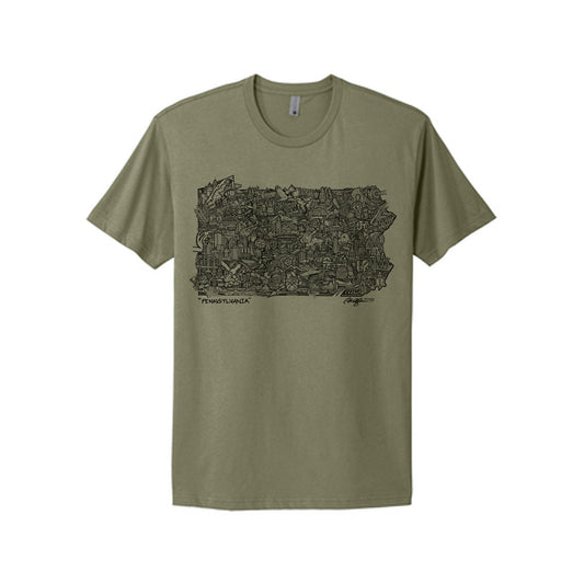 Pennsylvania Map T-Shirt (Multiple Options)