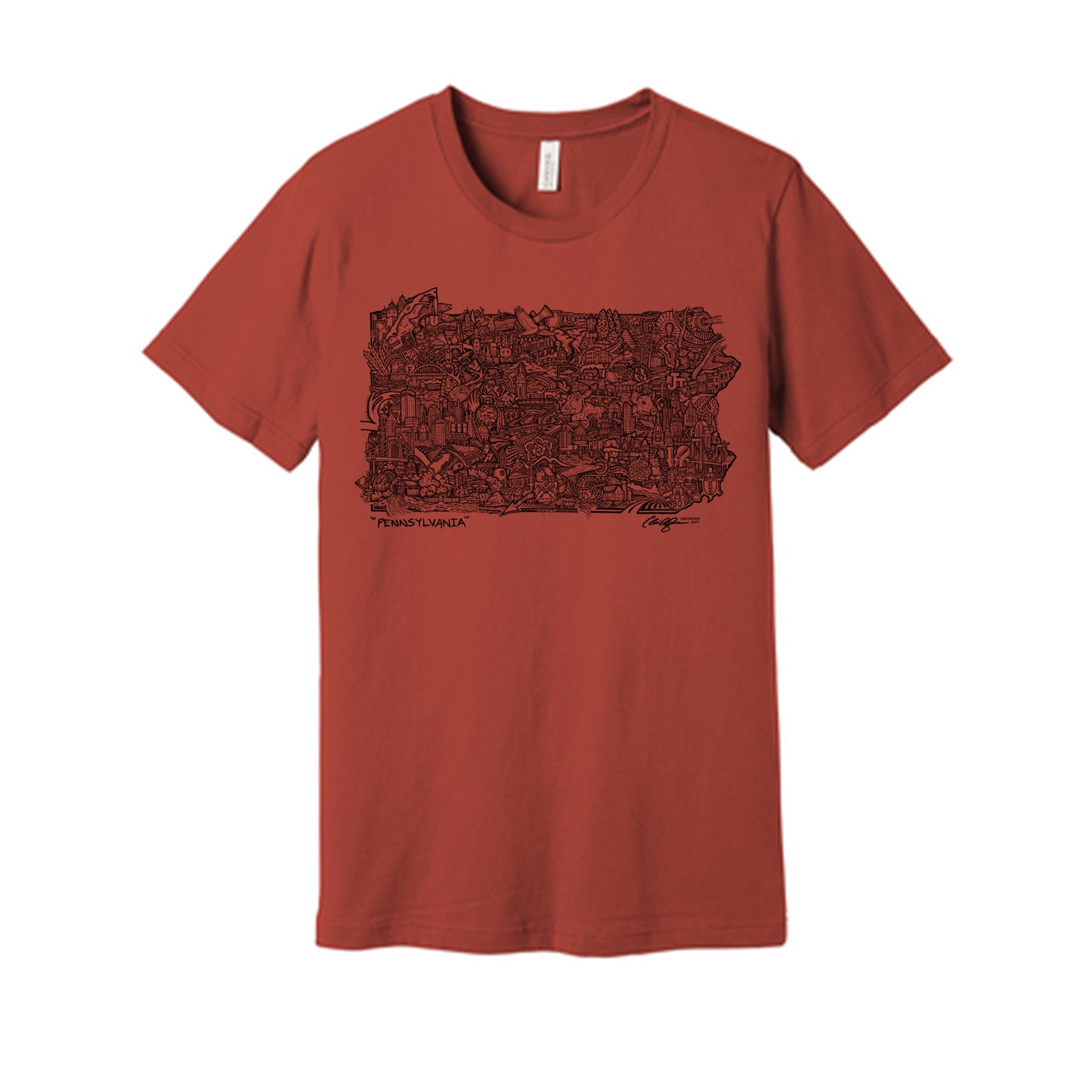 Pennsylvania Map T-Shirt (Multiple Options)