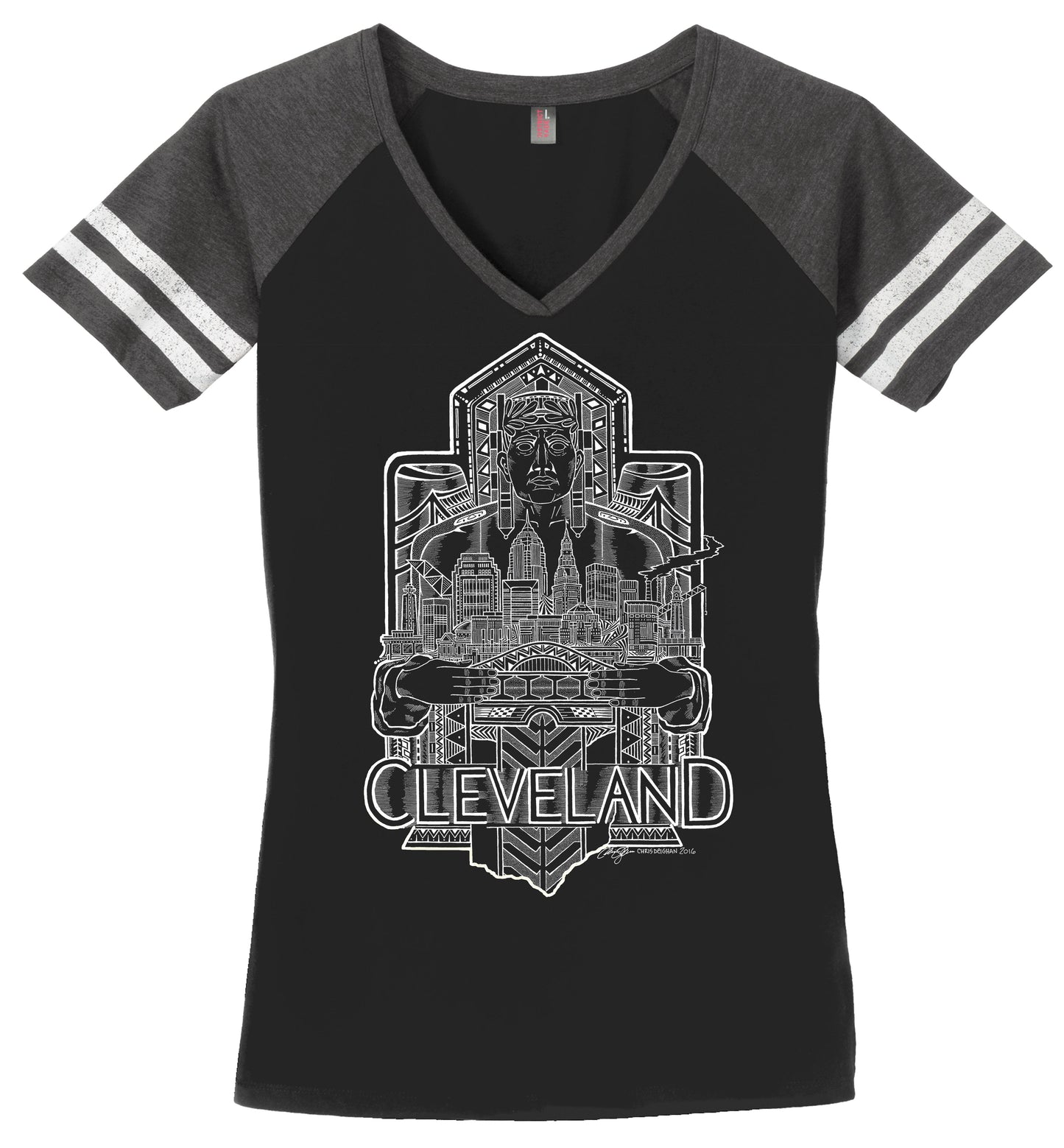 Cleveland Guardian Women’s Black V-Neck Shirt